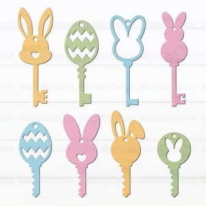 Clé magique de lapin de Pâques SVG, ornements de Pâques SVG, clé de lapin SVG, fichiers de découpe laser de printemps, Glowforge de Pâques SVG, décor de Pâques SVG, œuf de Pâques