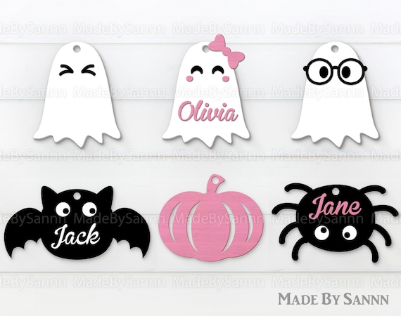 Halloween Tags Svg, Cute Halloween Sign Svg, Ornaments Svg, Halloween Designs Svg, Bat Svg, Pumpkin Svg, Cute Ghosts Svg, Glowforge File