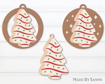 Christmas Tree Cake Svg, Christmas Cake Bauble Svg, Glowforge Tree, Christmas Decor Svg, Laser cut, Christmas Tree Decoration, Holiday Decor