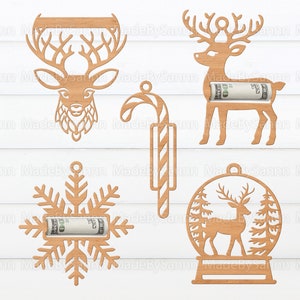 Weihnachts-Geldklammer-Svg, Weihnachtsschmuck-Svg, Geldschild-Weihnachtsschmuck, Weihnachts-Glowforge-Svg, Geldgeschenkhalter, Weihnachtsgeschenk