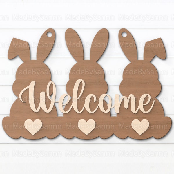 Easter Bunny Door Hanger SVG, Easter Door Hanger Svg, Easter SVG, Easter Welcome Sign Svg, Glowforge Svg, Laser Cur File, Files For Cricut