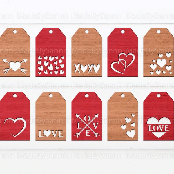 Gift Tags SVG, Love Svg, Valentine Tags SVG, Laser Cut Svg, Valentine Farmhouse SVG, Glowforge Mother's Day Svg, File For Cricut