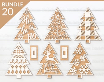 Standing Christmas Tree Bundle, Christmas Trees 20 Design Bundle, Cutting, Laser cut Files, Christmas Tree Design, Glowforge Files