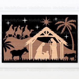 Christmas Nativity Scene Svg, Layered Nativity Svg, Christmas Glowforge, Religious Svg, Christmas Decor, Laser Cut File, Shadowbox Svg