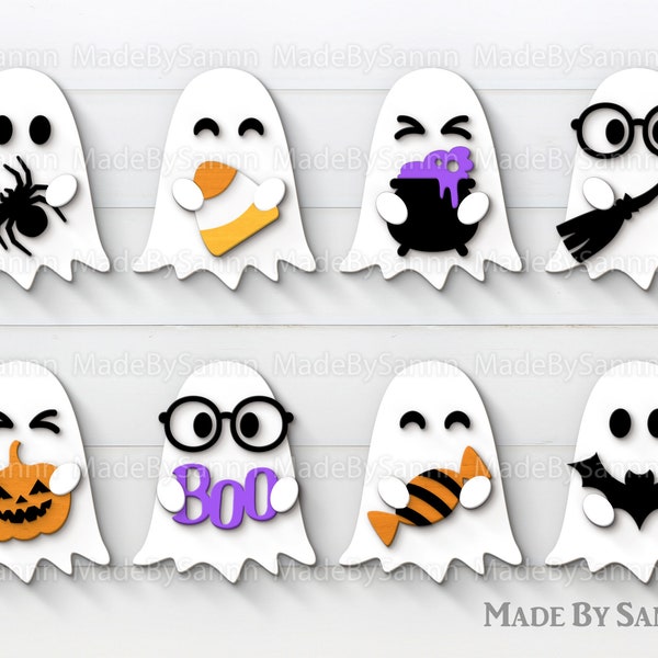 Cute Ghosts Bundle SVG, Halloween svg, Ghost Bundle svg, Halloween Laser Cut Files, Glowforge Halloween Bundle Svg, Halloween sign cut file