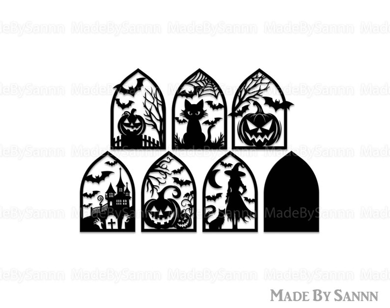 Halloween Spooky House SVG, Halloween Door Hanger Svg, Halloween Decor, Wooden Door Hanger Dvg, Haunted House, Black Cat Svg, Pumpkin Svg image 3