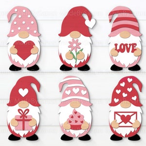Valentines Gnome Bundle SVG, Décor de la Saint-Valentin, Valentines Gnome Ornements Svg, Gnomes Sign, Laser Cut, Glowforge Svg, Fichiers pour CriCut