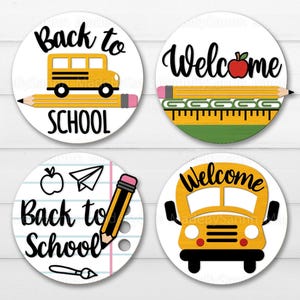 Back To School Door hanger SVG, School Welcome Sign SVG, School Bus Door Hanger, Files For Cricut, Round Door Hanger Svg, Glowforge Svg