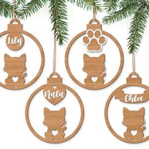 Cat Christmas Ornament SVG, Pet Christmas Ornament, Christmas Tree Ornaments SVG, Laser Cut File, Cat Svg, Glowforge files