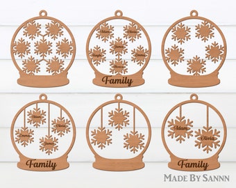 Familie Ornamente SVG Bundle, Weihnachtszeichen SVG, Weihnachtsschmuck SVG, Weihnachtskugel SVG, Weihnachtsdekoration, Laserdatei, Glowforge Svg