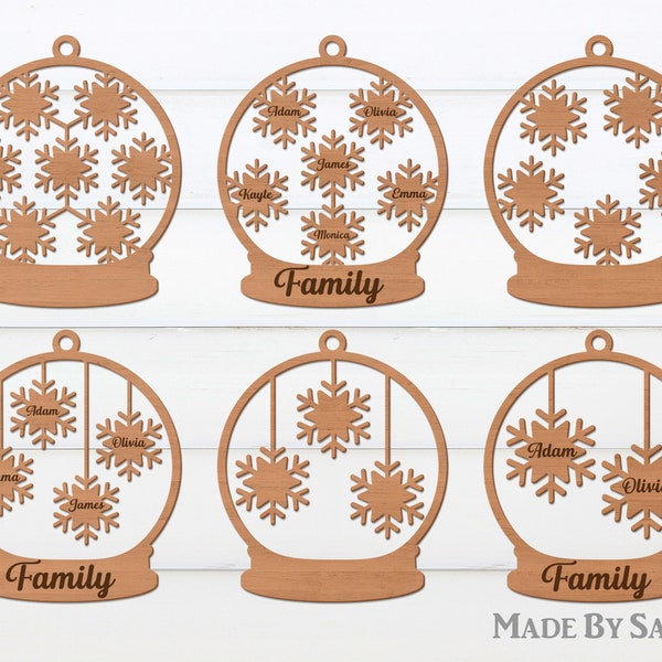 Family Ornaments SVG Bundle, Christmas Signs SVG, Christmas Ornaments Svg, Christmas Bauble SVG, Christmas Decor, Laser File, Glowforge Svg