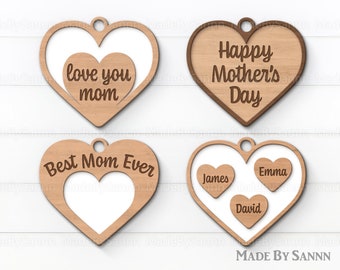 Mothers Day Tags SVG, Mothers Day Keychain SVG Laser Cut, Mother's Day Glowforge SVG, Glowforge Mothers Day files, File For Cricut, Mom Svg