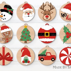 Christmas Ornaments SVG Bundle, Christmas Bauble SVG, Santa Ornament Svg, Snowman Ornament Svg, Christmas Decor, Laser Cut File
