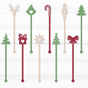 Süße Weihnachts-Rührstäbchen SVG, Weihnachtsgetränk-Rührer SVG, Glowforge SVG, Weihnachts-Svg, Winter-Svg, Datei zum Schneiden, Weihnachtsdekoration