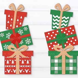 Stehende Weihnachtsgeschenke SVG, Stapelgeschenke SVG, Weihnachten Glowforge SVG, Laser geschnittene Dateien, Weihnachtsdesign, Glowforge Dateien, eps, ai