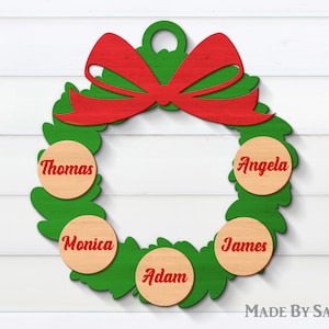 Family Christmas Ornament SVG, Christmas Wreath SVG, Christmas Tree Ornament, Christmas Bauble Svg, Christmas Svg, Glowforge Files, dxf, eps zdjęcie 1