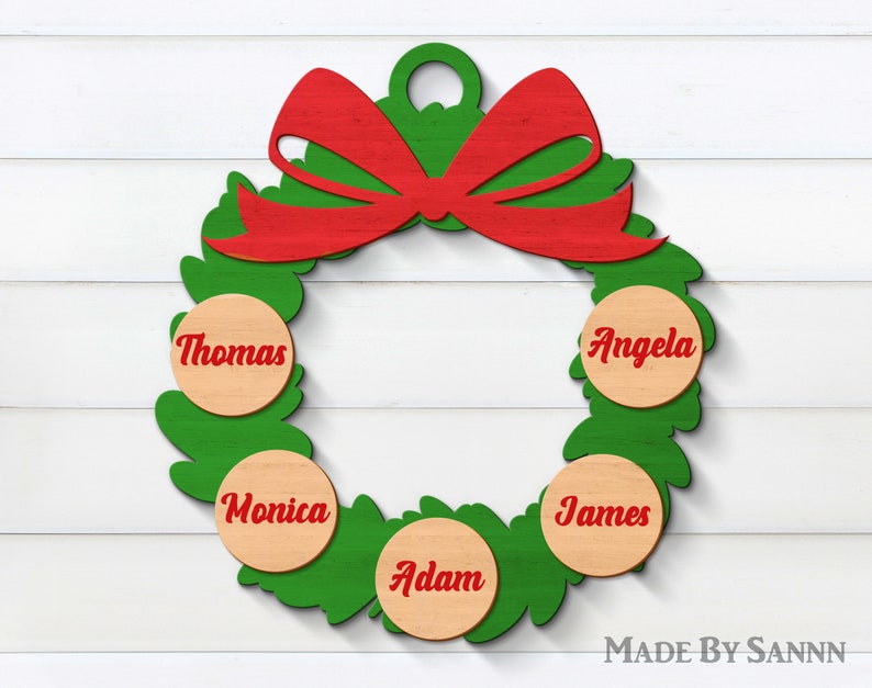 Family Christmas Ornament SVG, Christmas Wreath SVG, Christmas Tree Ornament, Christmas Bauble Svg, Christmas Svg, Glowforge Files, dxf, eps zdjęcie 1