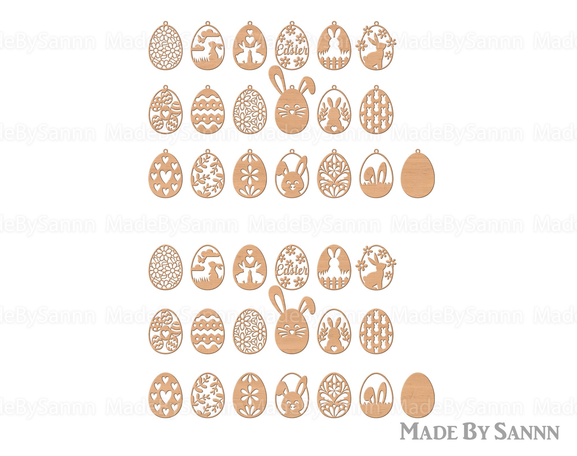 Easter Eggs Laser Cut Svg Bundle, Bunny Ornaments Svg, Easter Egg Tags ...