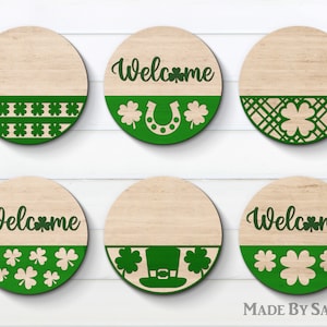 Pacote de cabide de porta do Dia de São Patrício SVG, cabide de porta SVG, Shamrock Svg, Lucky Svg, arquivo de corte Cricut, sinal de boas-vindas, arquivo vetorial, Glowforge SVG