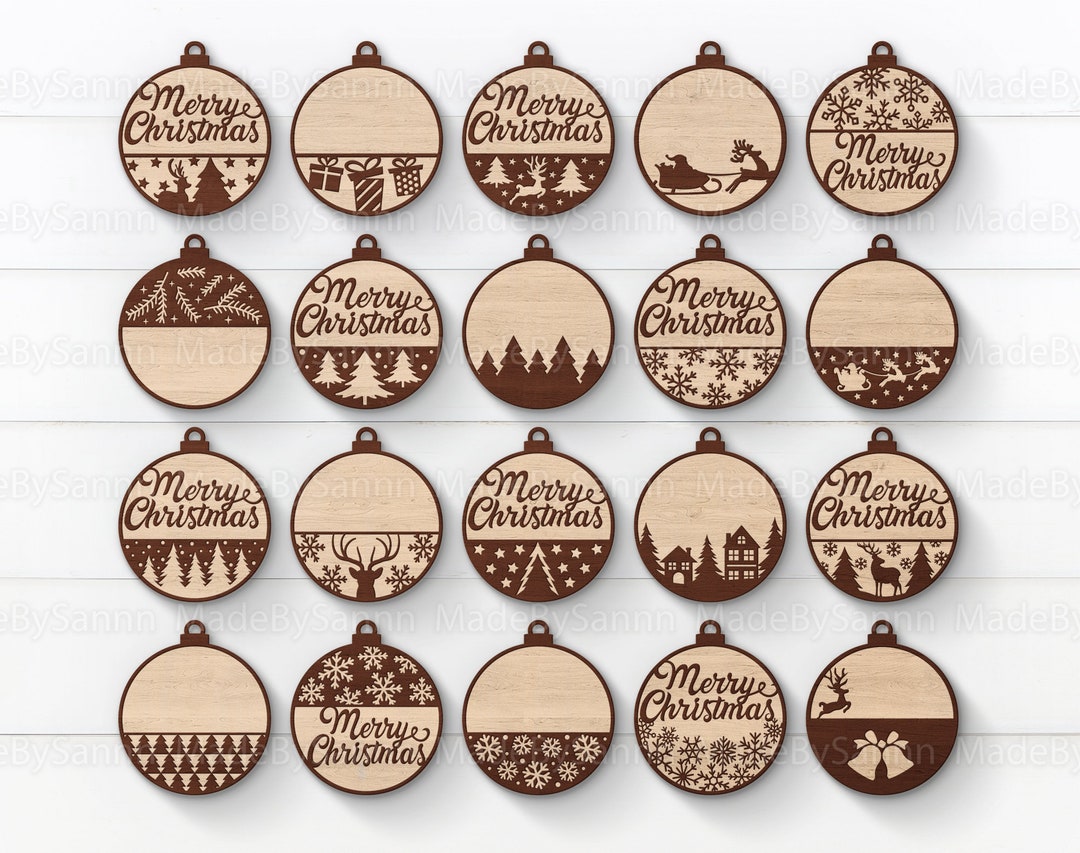 Merry Christmas Ornaments Svg Bundle, Christmas Baubles SVG, Christmas Ornaments Svg, Laser Cut