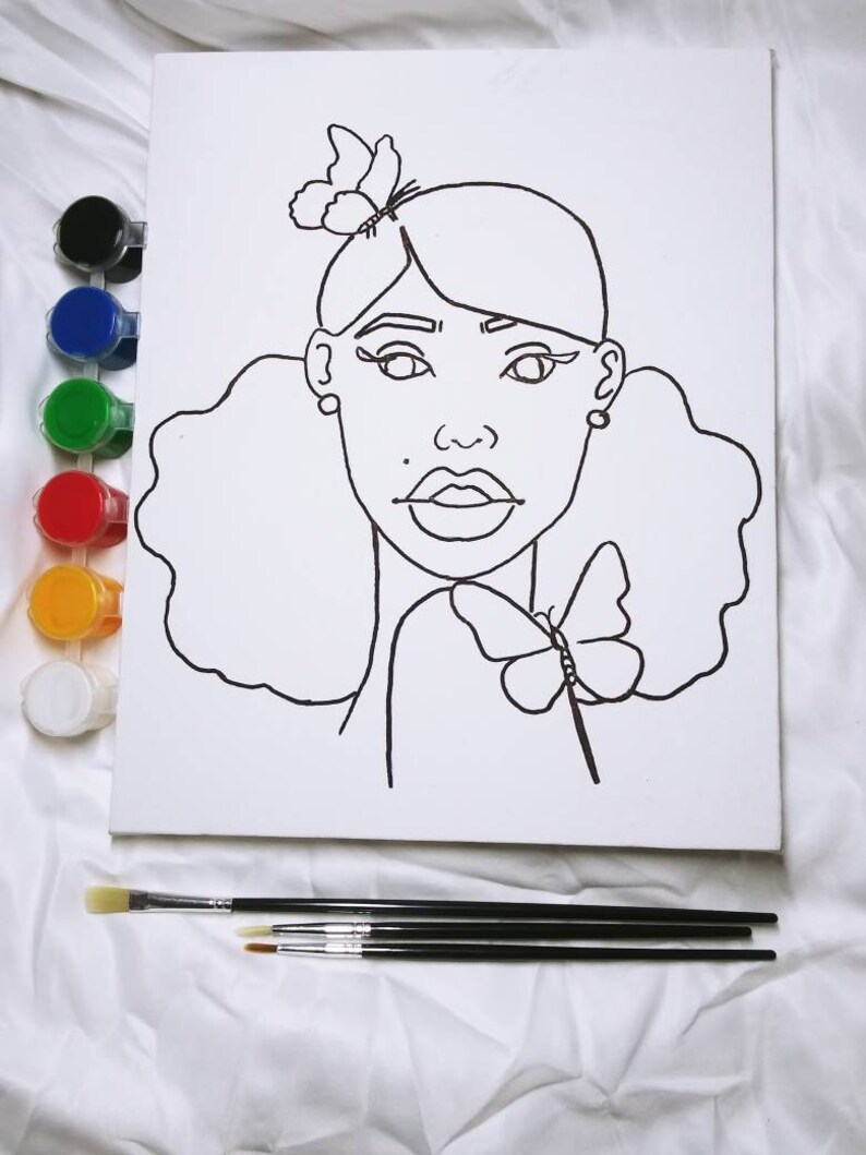 Girl / Predrawn Canvas Kit/Paint and Sip kits/ Etsy.de