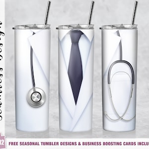 Doctor Tumbler Wrap PNG 20 oz Skinny Tumbler Doctor Sublimation Image Doctor Tumbler Design Gift for Male Dr Gift for Doctor