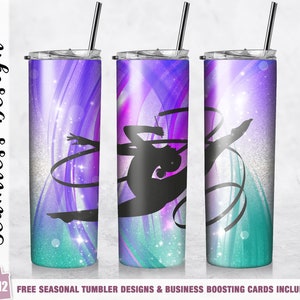 Rhythmic Gymnastic Tumbler Wrap PNG 20 oz Skinny Tumbler Sublimation Design Template Straight/Tapered Design Girls Gymnastic Gift