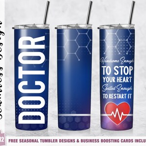 Doctor Name Tumbler Wrap 20 oz Skinny Tumbler Sublimación Plantilla de diseño Diseño recto/cónico Descarga digital PNG Regalos para médico masculino
