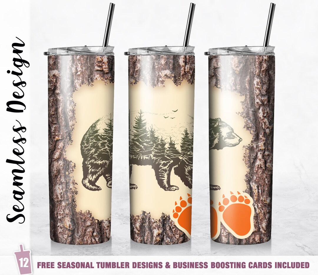 Photo inspiration: Fresh Look at Nature Tumbler Wrap Png Forest Bear 20 Oz Skinny Tumbler