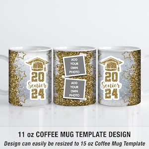 2024 Graduation PNG Coffee Mug Wrap with Picture 11 oz Coffee Mug Sublimation Design Template Digital Download PNG Custom Graduation Gift