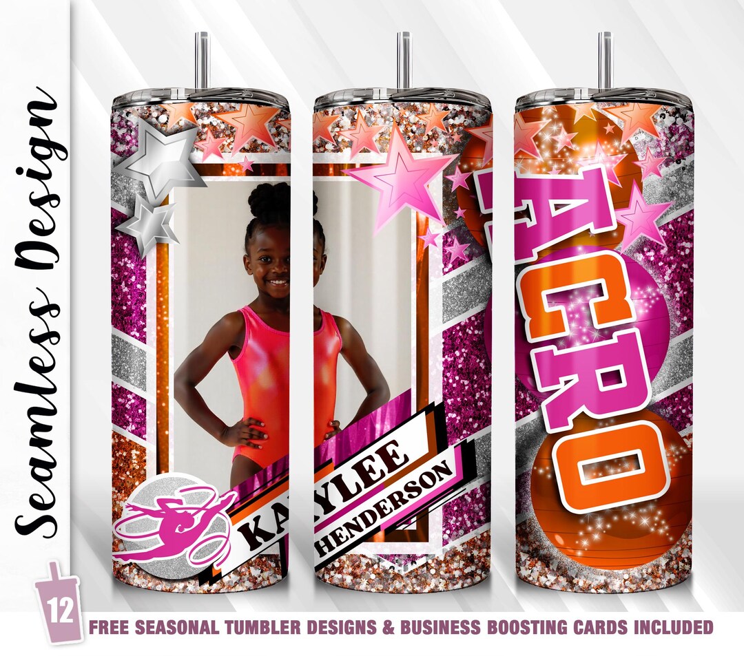 Acro Wrap Gymnastics PNG Add Photo Template 20 Oz Skinny Tumbler Wrap ...