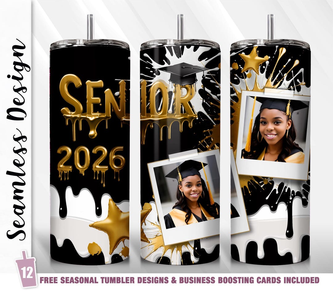 2026 Graduation Tumbler Wrap PNG – Senior Photo 20oz Skinny Sublimation ...
