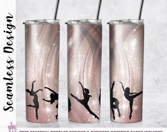 Dancer Tumbler Wrap PNG Female Dancer 20 oz Skinny Tumbler Sublimation Design Template Straight/Tapered Digital Download Gymnastic Gift