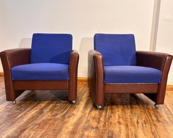 MIDCENTURY 2 x Sessel vintage DDR Polster Leder Rollbar