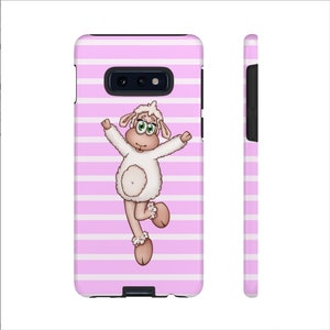 Lilly The Sheep - White stripes over pink - Tough Cases