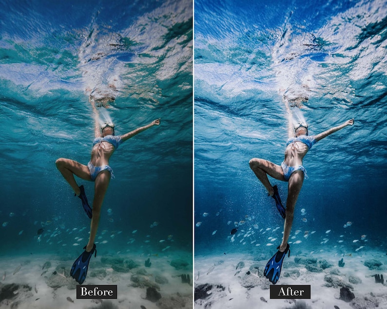 10 Mobile & Desktop Lightroom Presets, Underwater Presets, Professional
