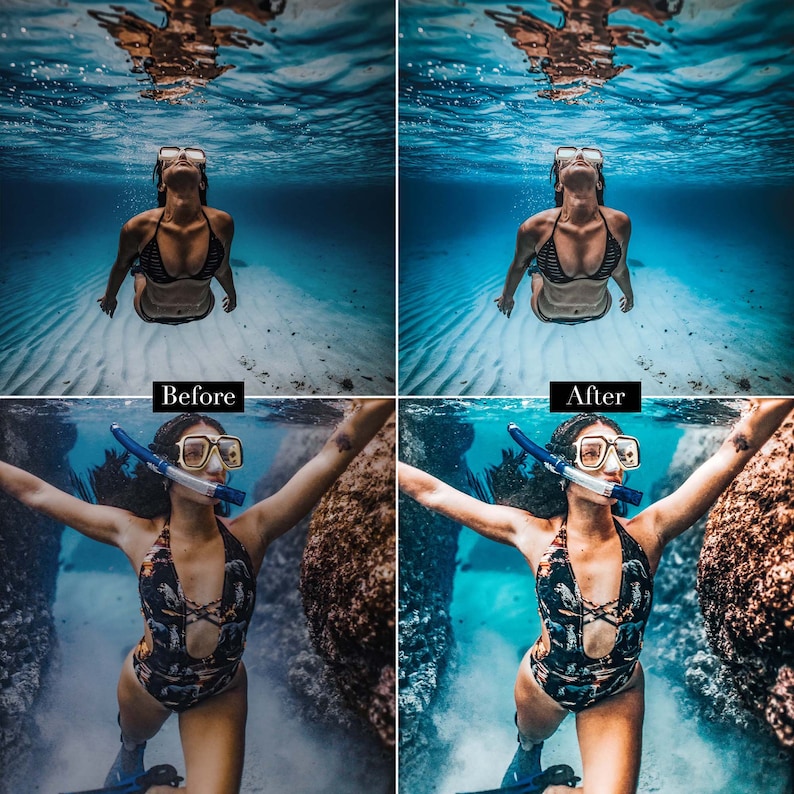 10 Mobile & Desktop Lightroom Presets, Underwater Presets, Professional