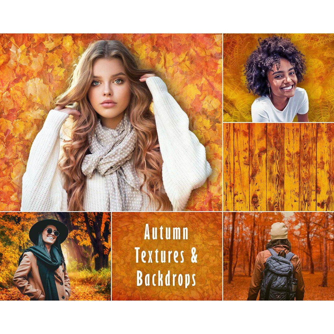 Autumn Texture Backdrops & Overlays, 24 Hires Backgrounds, Photoshop ...