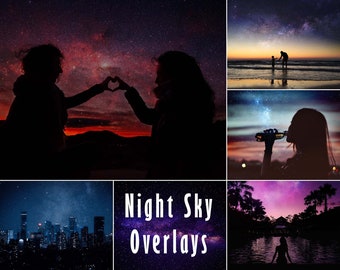 Night Sky Overlays, 16 HiRes Photoshop Stars Overlays, Photo Effects for Photographers