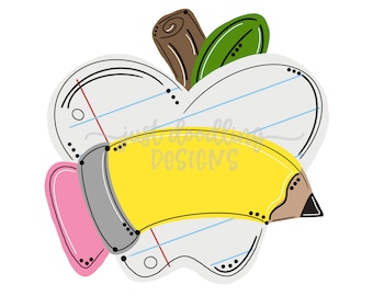 Apple Pencil Clipart, Apple Pencil Clip art, digital download, Pencil instant download, Back to school PNG, School Clipart, Teacher Art