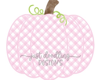 Pink Pumpkin - Watercolor Gingham- Digital Clipart - Clip art- Instant Download - Sublimation - Transfer - Fall - Halloween - Thanksgiving -