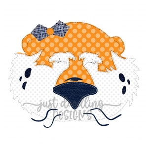 Watercolor Tiger Mascot Faux Applique PNG, Dots Tiger with Bow Digital Clipart, Gingham Football Clip art, Instant Download Printable