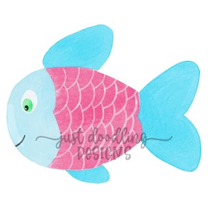 Watercolor Girl Fish Clipart - Watercolor Fishing Clipart - PNG Digital Design - Instant Download - For sublimation inkjet or printables