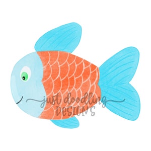 Watercolor Fish Clipart - Watercolor Fishing Clipart - PNG Digital Design - Instant Download - For sublimation inkjet or printables