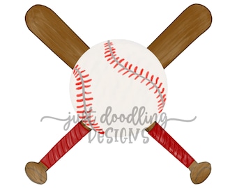 Watercolor Baseball and Bats Clipart, Baseball Clip art, Baseball bats digital download, instant download,  Watercolor Balls PNG