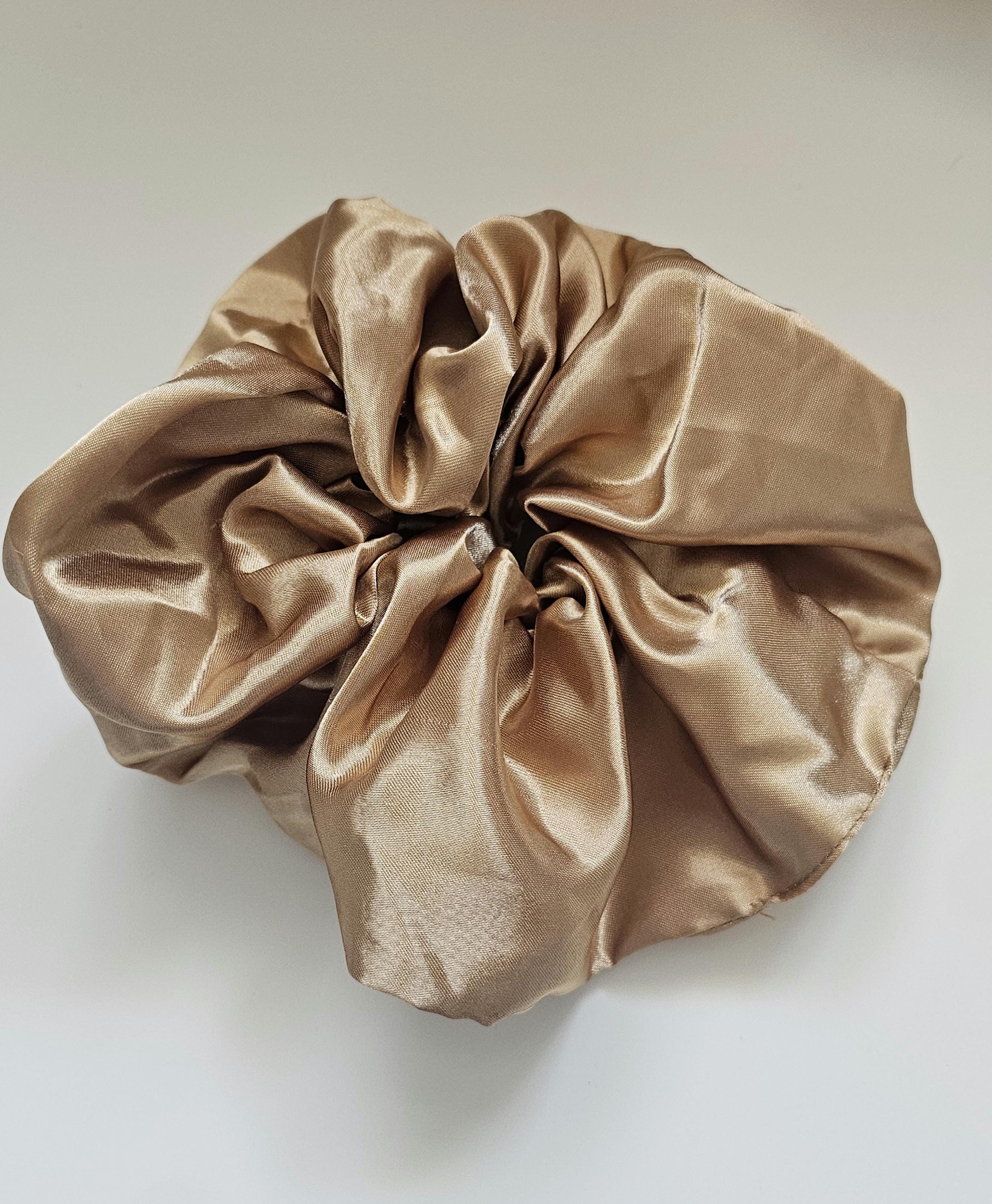 Oversized Silk Satin Scrunchies | Neutral Hair Accessory for Women | Soft Luxe Hair Tie | Cream Brown Black | Gift for her - Thumbnail 3