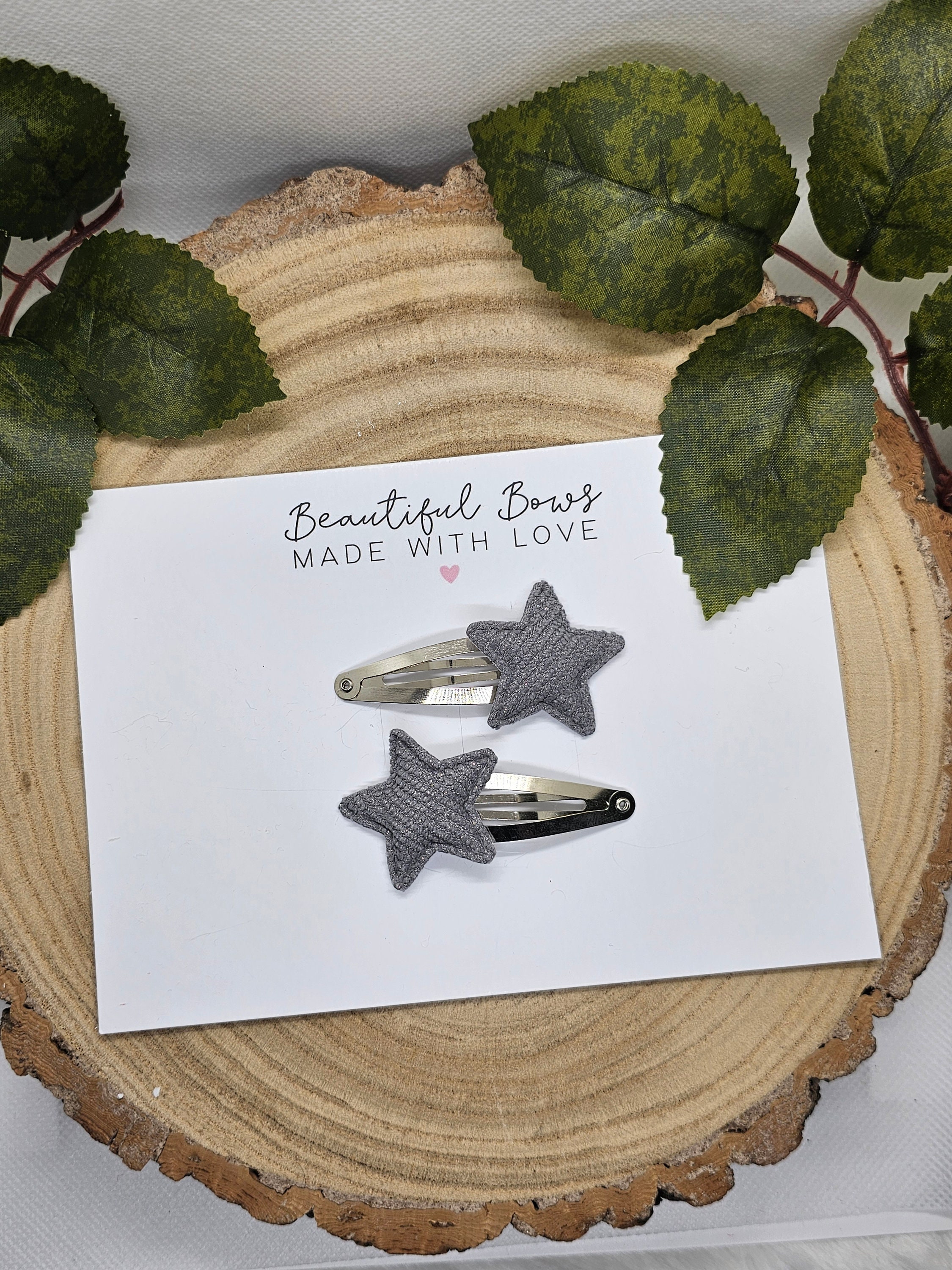 Corduroy star clips, Shimmer star clips, Fringe clips, Snap clips, Girls hair accessories, Star clips, Womens clips, Gifts for girls - Thumbnail 5