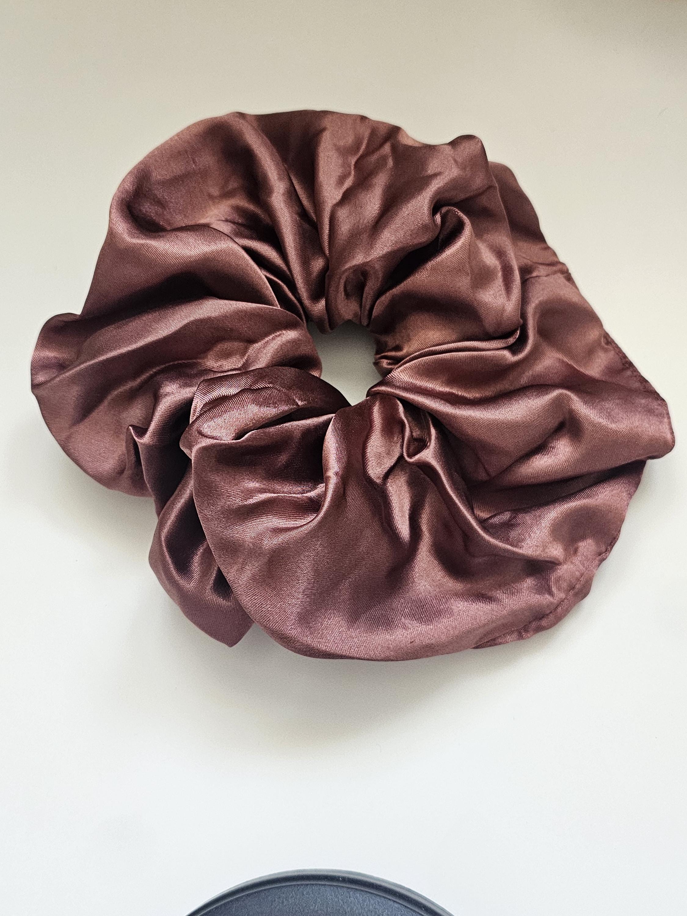 Oversized Silk Satin Scrunchies | Neutral Hair Accessory for Women | Soft Luxe Hair Tie | Cream Brown Black | Gift for her - Thumbnail 5