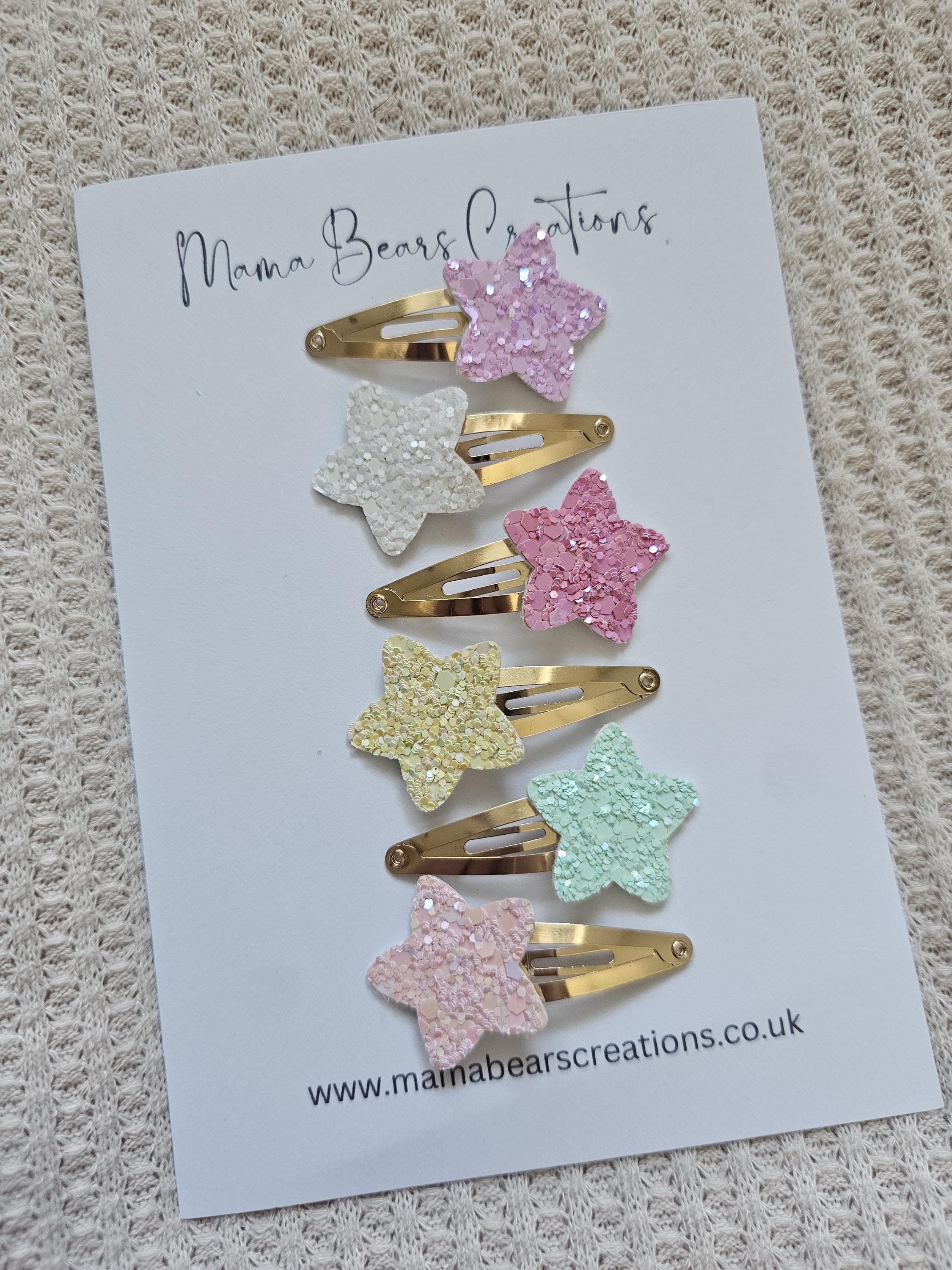 Pastel Star Hair Clips | Glitter Snap Clips for Girls | Toddler Hair Accessories | Baby Hair Clips | Kids Party Favours | Handmade Hair Clip