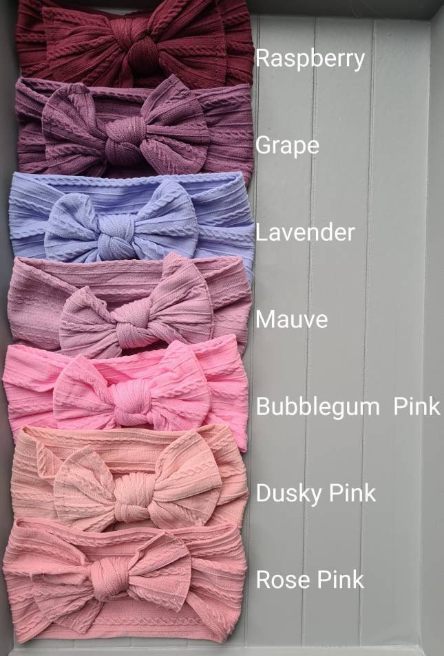 Baby bow headbands, Cable knit headbands, Toddler headbands, Girls hair accessories, Bow headbands, Nylon bows, Chunky bows, New baby bows, - Thumbnail 6